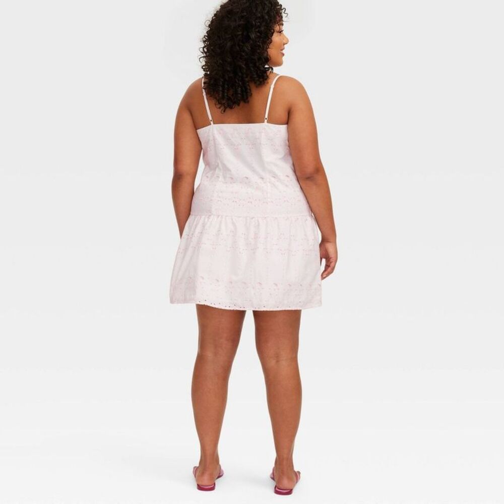 Women's Drop Waist Eyelet Mini Dress White/Lavender - Roller Rabbit 1X - Picture 2 of 4